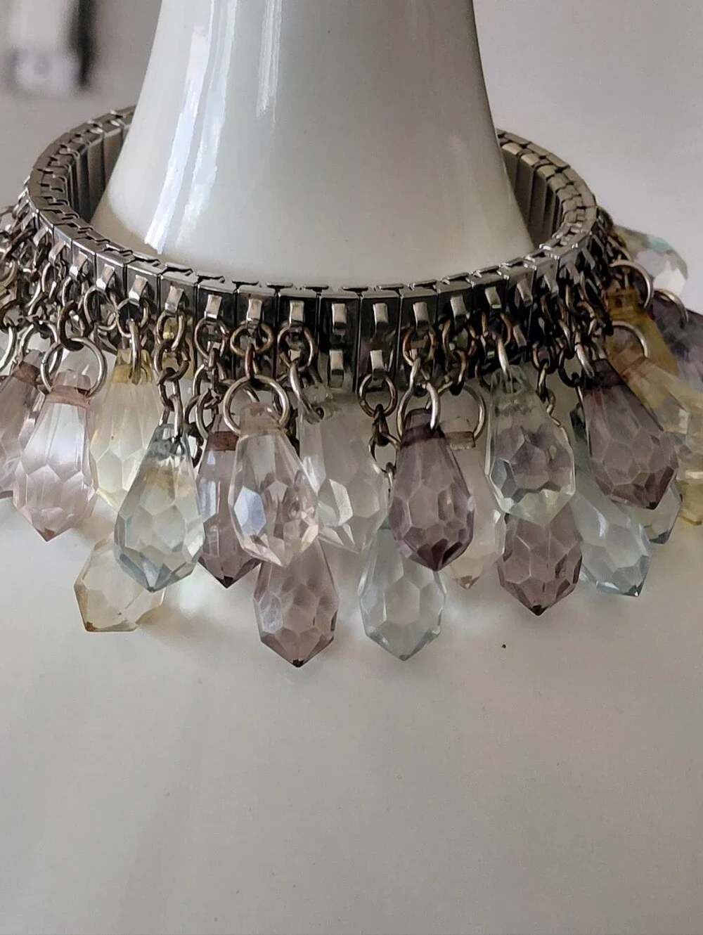 Crystal Teardrop Stretch Bracelet in Pastel Mix